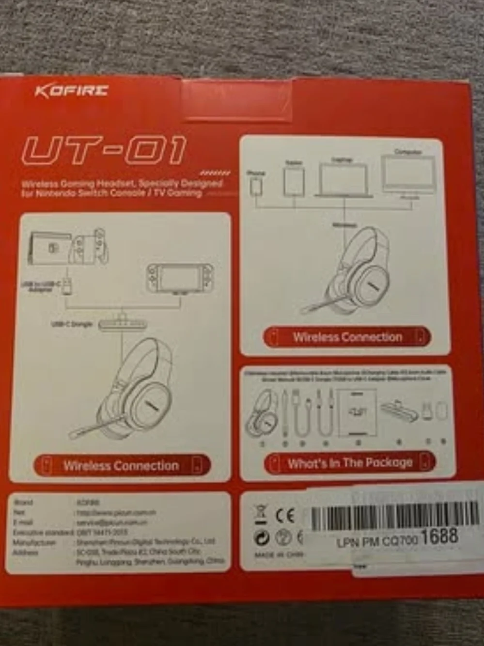 UT-01 Red & Blue Wireless Gaming Headset For Nintendo Switch